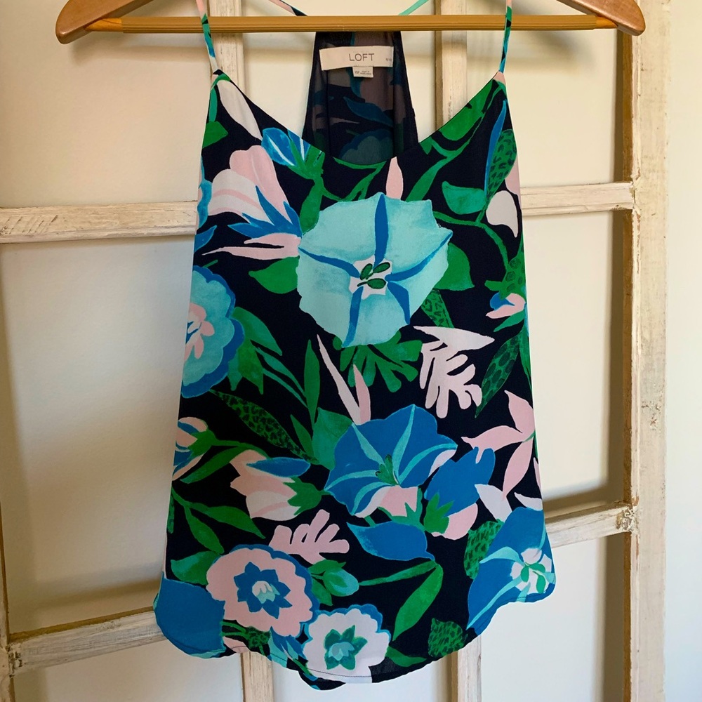 Loft XSP Floral Spaghetti Strap Top